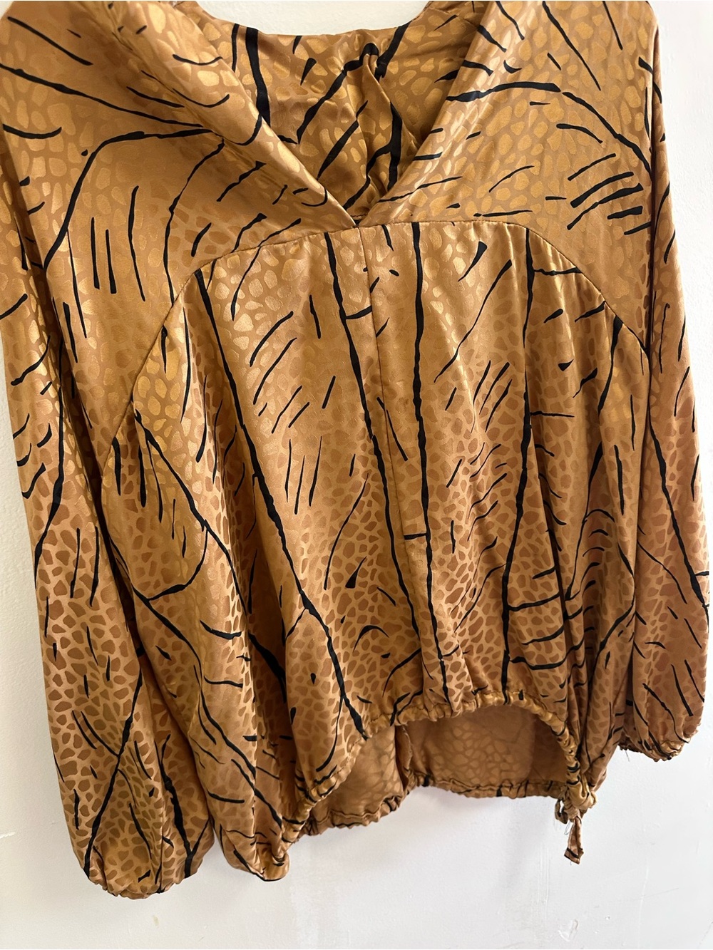 Brown Printed Women’s silk top - Lightweight Patterned Design
